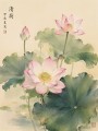 Lotusblüten im Aquarellstil, Kunstdruck oder Wandbild