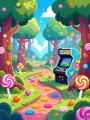 Pixelwald mit Arcade-Flair als Poster oder Wandbild