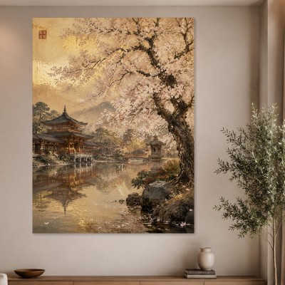 Japanische Tempellandschaft als Wandbild oder Kunstdruck
