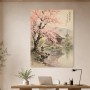Kirschblüten am Tempel, Kunstdruck oder Gallery Print