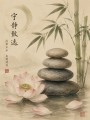 Zen Lotus mit Bambus, Wandbild oder Kunstdruck