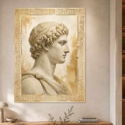 Antike Büste in Gold, Modernes Wandbild oder Kunstdruck