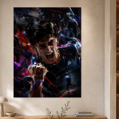 Dynamisches Tennisspieler Motiv als Poster oder Leinwand