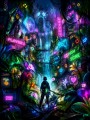 Neon-Jungle mit Player, Leinwand oder Gallery Print