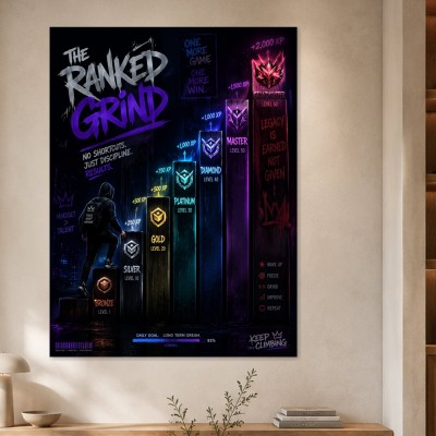The Ranked Grind als Poster oder Leinwand für Gaming und Motivation