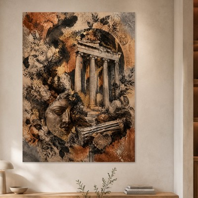 Antikes Collage Motiv als Kunstwerk oder Wandbild mit Säulen