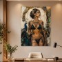 Elegantes Porträt mit Pfau als Leinwand oder Fine Art Print