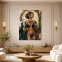 Elegantes Porträt mit Pfau als Leinwand oder Fine Art Print