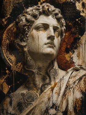 Antikes Porträt mit Goldakzenten, Wandbild oder Fine Art Print