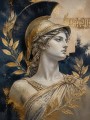 Antike Göttin in Gold und Blau, Kunstwerk oder Leinwandbild
