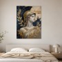 Antike Göttin in Gold und Blau, Kunstwerk oder Leinwandbild