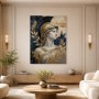 Antike Göttin in Gold und Blau, Kunstwerk oder Leinwandbild