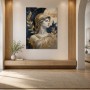 Antike Göttin in Gold und Blau, Kunstwerk oder Leinwandbild