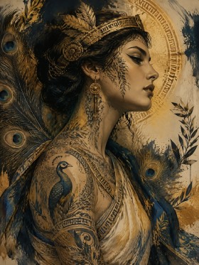 Elegantes Porträt als Kunstwerk oder Fine Art Print mit goldenen Akzenten