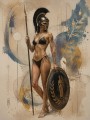 Athene inspiriertes Wandbild oder Fine Art Print mit moderner Kriegerin