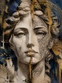 Elegantes Porträt zwischen Kunstwerk und Acrylbild in Gold und Blau
