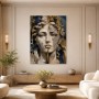Elegantes Porträt zwischen Kunstwerk und Acrylbild in Gold und Blau