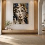 Elegantes Porträt zwischen Kunstwerk und Acrylbild in Gold und Blau