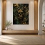 Dunkles Schlangenmotiv als Wandbild und Kunstdruck mit Goldakzenten