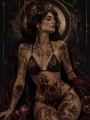 Mystische Frau mit floralem Ornament, Fine Art Print oder Poster
