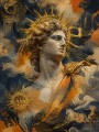 Antike Büste mit goldener Sonne, Gallery Print und Kunstdruck