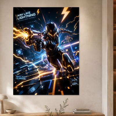 Futuristischer Cyber Warrior als Leinwand oder Poster
