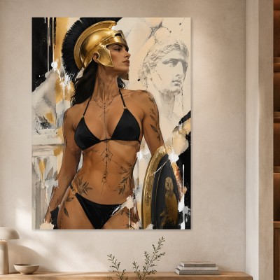 Moderne Kunst oder Acrylbild mit klassischer Kriegerin