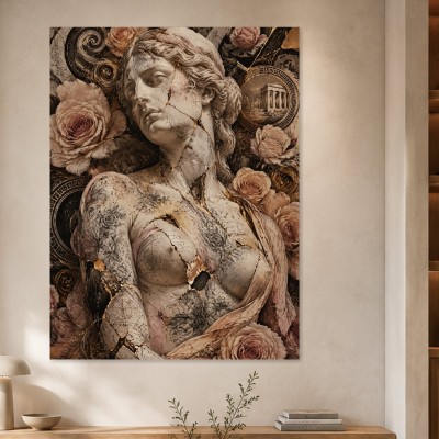 Verträumte Figur mit Rosen als Wandbild oder Fine Art Print