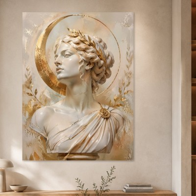 Elegante Büste mit Goldakzenten als Kunstwerk oder Fine Art Print