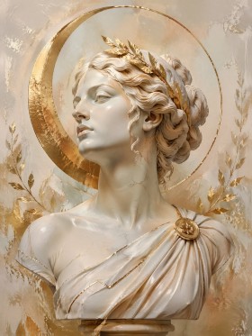 Elegante Büste mit Goldakzenten als Kunstwerk oder Fine Art Print