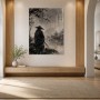 Samurai im Regen, Kunstwerk oder Wandbild in japanischer Tuscheästhetik