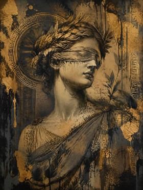Mystische Frau mit Goldakzenten, Wandbild oder Fine Art Print