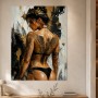 Modernes Wandbild oder Poster mit expressiver Frauenfigur und goldenen Akzenten
