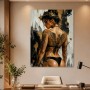 Modernes Wandbild oder Poster mit expressiver Frauenfigur und goldenen Akzenten