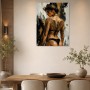 Modernes Wandbild oder Poster mit expressiver Frauenfigur und goldenen Akzenten