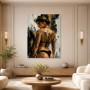 Modernes Wandbild oder Poster mit expressiver Frauenfigur und goldenen Akzenten
