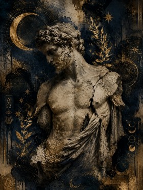 Antiker Torso als Kunstwerk oder Fine Art Print mit goldenen Akzenten