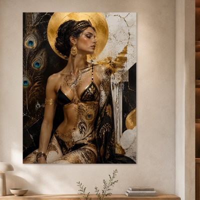 Elegantes Porträt mit Goldakzenten, Wandbild oder Acrylbild