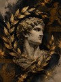 Antikes Porträt als Wandbild oder Kunstwerk in Gold und Schwarz