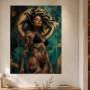 Mystische Frau mit Schlangen, Kunstwerk und Designer Wandbild
