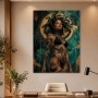 Mystische Frau mit Schlangen, Kunstwerk und Designer Wandbild