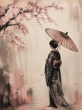 Japanische Eleganz mit Kirschblüten als Wandbild oder Kunstdruck