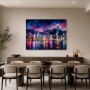 Neon Skyline bei Nacht als Modernes Wandbild oder Acrylbild