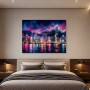 Neon Skyline bei Nacht als Modernes Wandbild oder Acrylbild