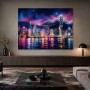 Neon Skyline bei Nacht als Modernes Wandbild oder Acrylbild