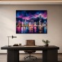Neon Skyline bei Nacht als Modernes Wandbild oder Acrylbild