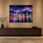 Neon Skyline bei Nacht als Modernes Wandbild oder Acrylbild