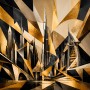 Goldene Skyline als Modernes Wandbild und Urbaner Kunstdruck