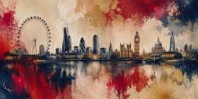 London Skyline als Leinwand oder Poster in ausdrucksstarker Kunstoptik