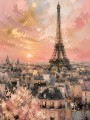 Pariser Sonnenaufgang mit Eiffelturm, Kunstdruck oder Leinwand
